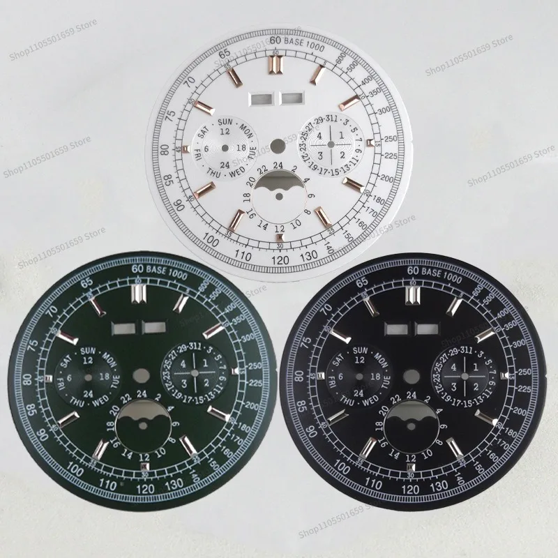 For 36.5mm literal dial, six-pin multi-function chronograph business watch accessories modification