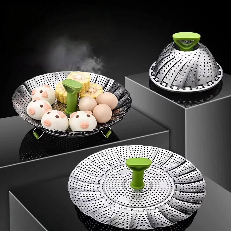 

Drainage Basket Kitchen Novel Kitchen Accessories Steaming Drawer Dumplings Steamer Cooker Stainless Steel Folding Steamer Bar