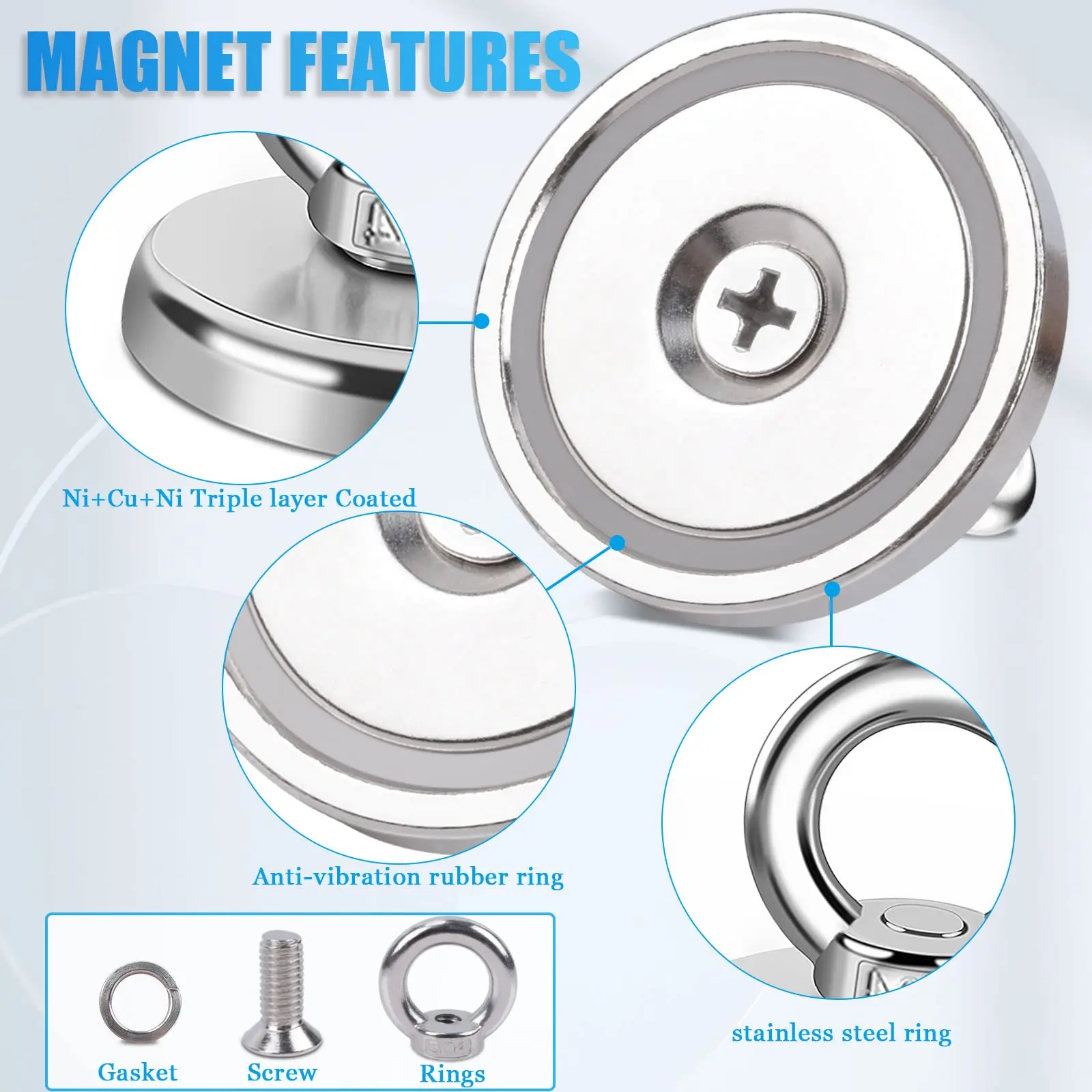 D48 Strong Magnets Heavy Duty Big Rare Earth Neodymium Fishing Magnet, 1.89 Inch Large Salvage Magnet for Treasure hunt