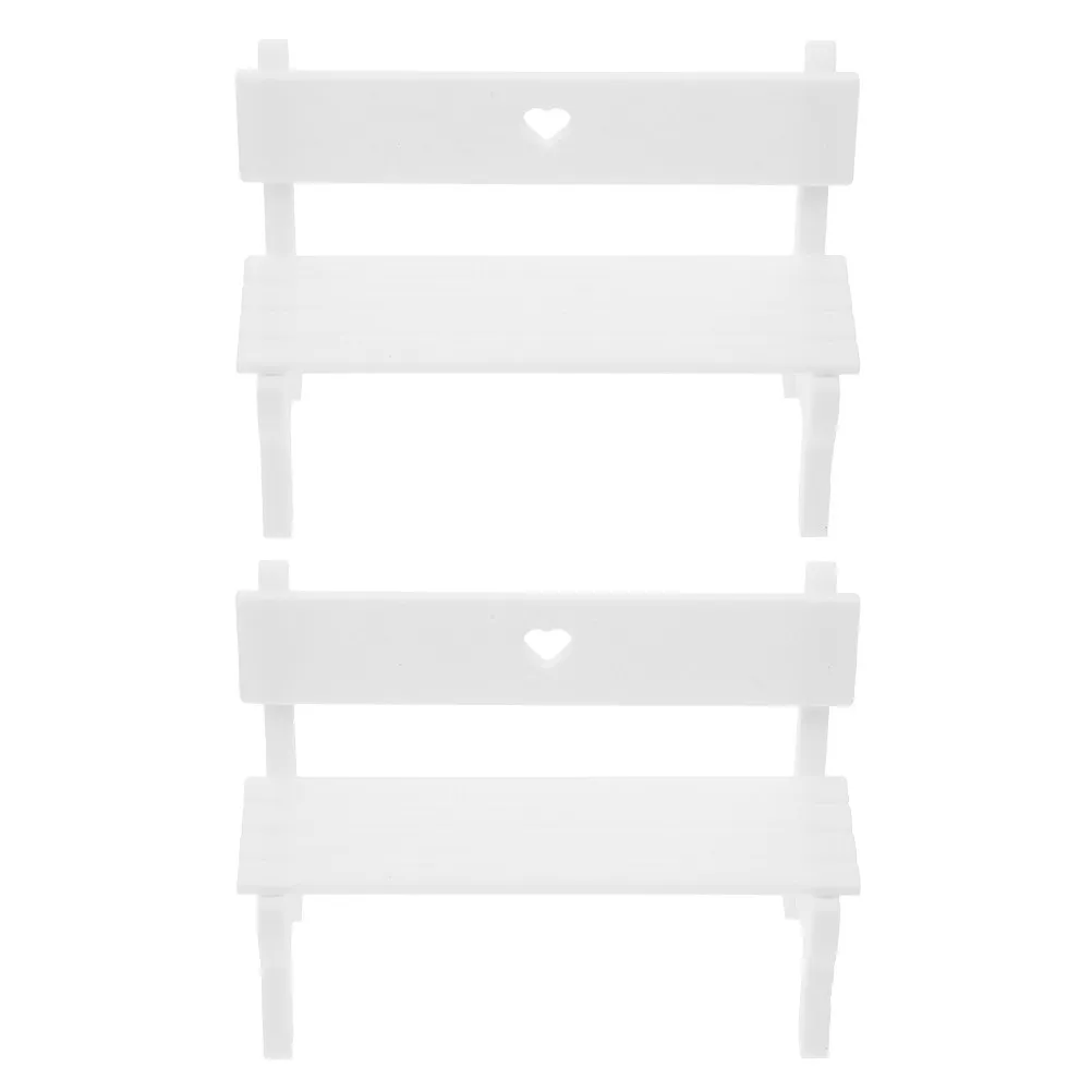 

2Pcs Miniature Park Bench Lifelike Micro Landscape Seat for Dollhouse Fairy Garden Miniature Furniture Ornament