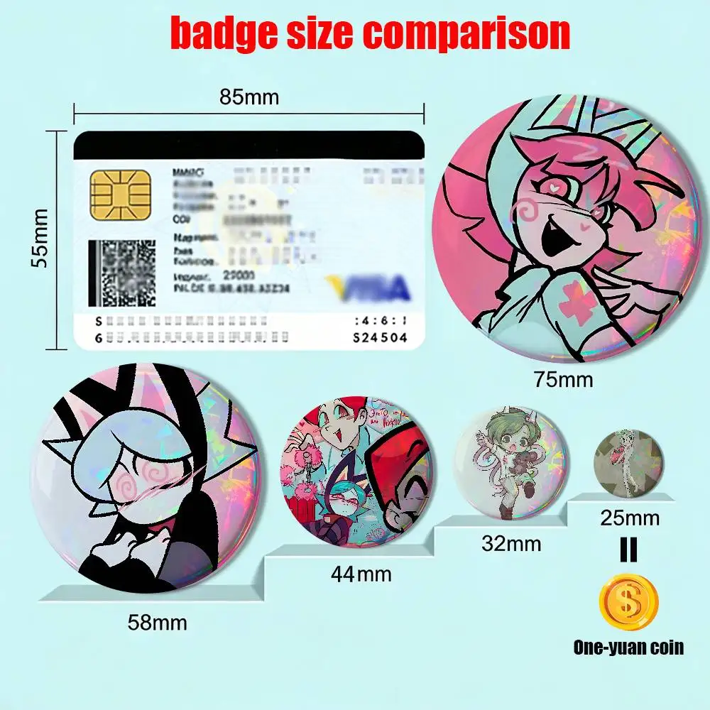 Buttercup Strawberry Psycho Cuties  Badge on Backpack Clothes decoration Tinplate Round Brooch Funny Custom Gifts for Friend