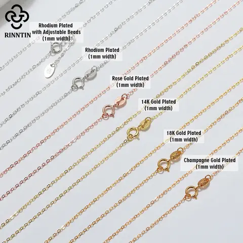 Rinntin 18K Gold 925 Sterling Silver Fashion Cable Link Chains Necklace for Women Thin Neck Chain Accessories Jewelry SC06