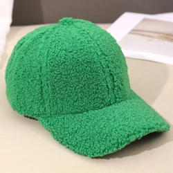 New 16 Colors Autumn Winter Baseball Cap Women Artificial Lamb Wool Hats Version Tide Warm Plush Baseball Caps Baseball Cap