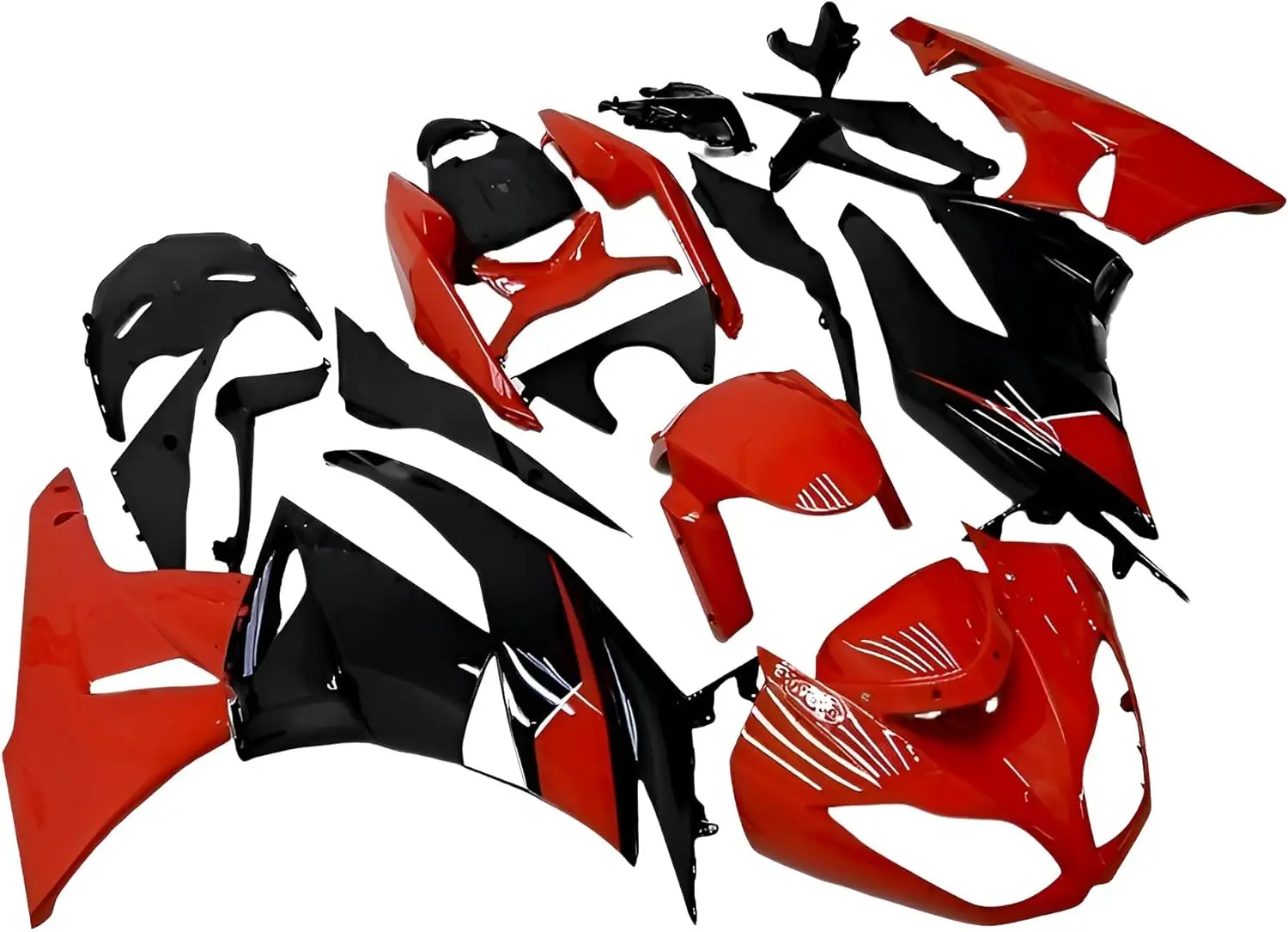 ชุดแฟริ่ง ABS สำหรับ Kawasaki ZX6R 636 2009 2010 2011 2012 09 10 11 12 รถจักรยานยนต์ สีแดงดำ ชุดแฟริ่ง ตัวถังรถ โครงรถ