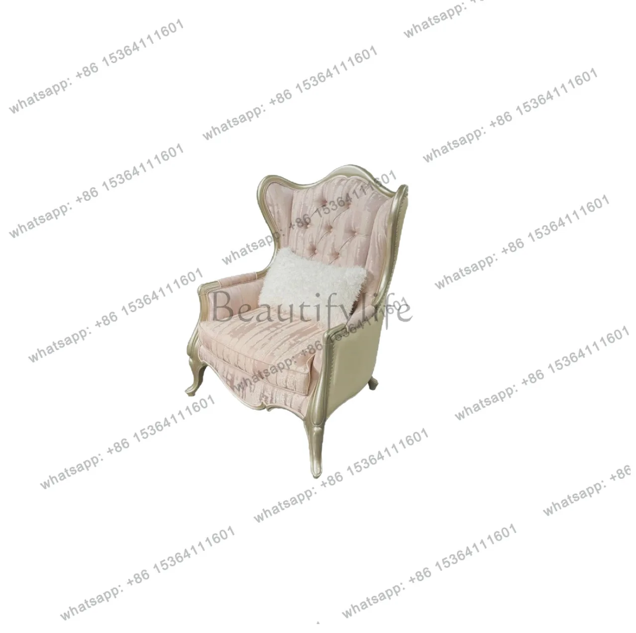 American light luxury fabric single high back chair sofa French leisure chair