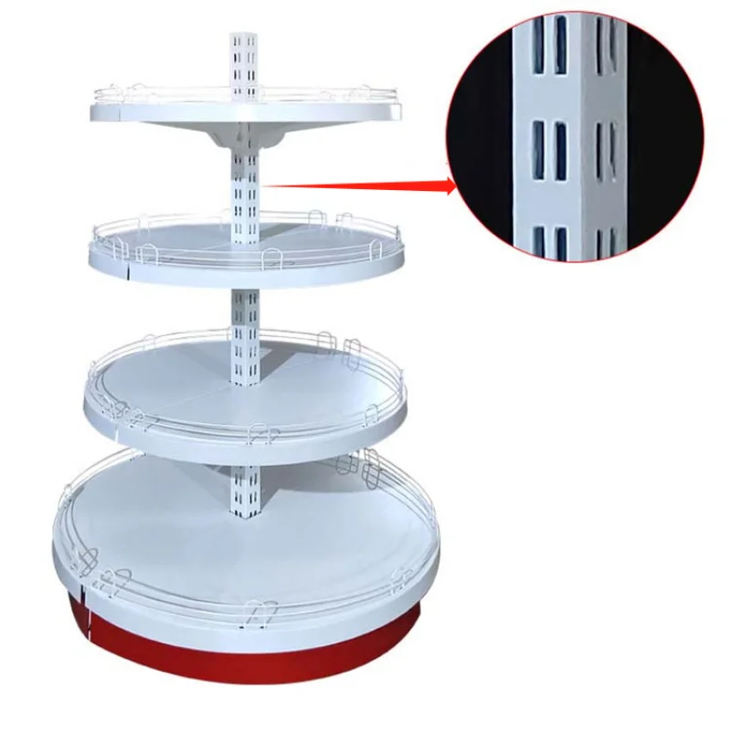 custom.Factory Custom Size Color White Round Gondola Rack Cosmetics Shelf Supermarket Display Rack Shelf