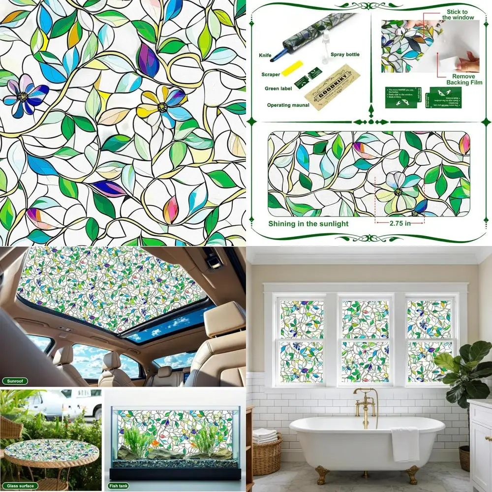 Privacy Film for Windows: One-Way Vision, UV Protection, Heat Reduction, Anti-Glare, Static Adhesive, Ideal for Renter or Home B