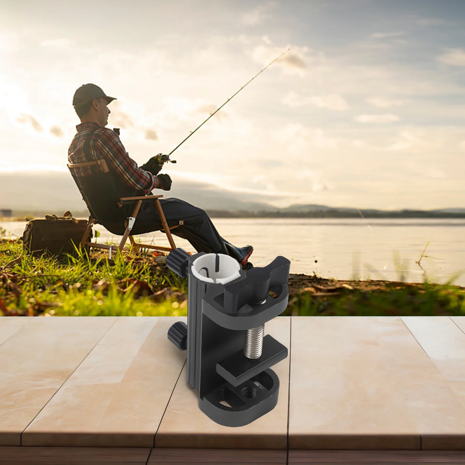 Outdoor Activities Black Adjustable Umbrella Bracket Parasol Clamp Lightweight Umbrella Mount Adjustable Angle