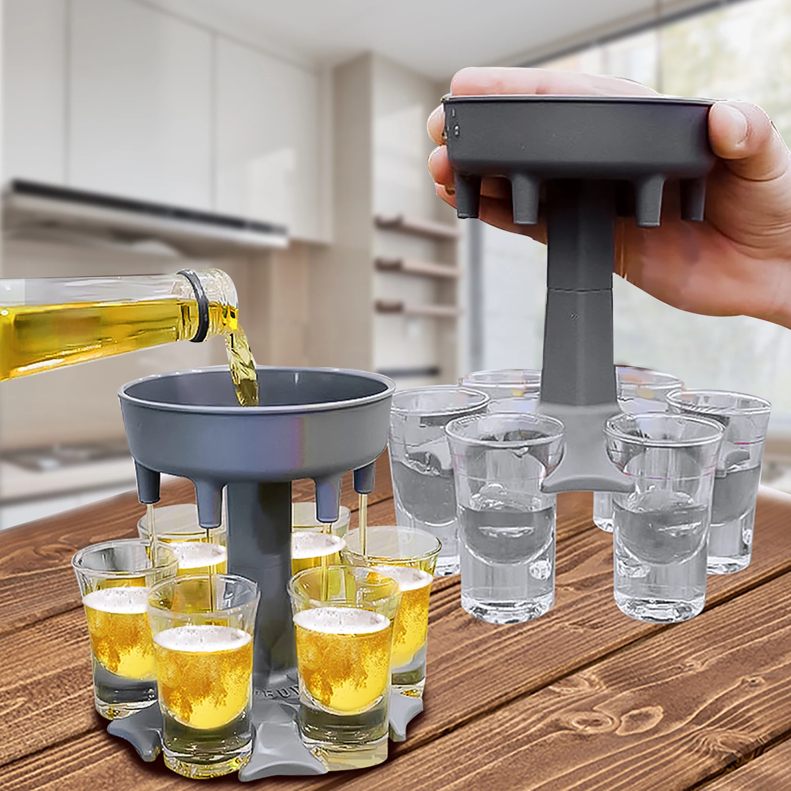 

Liquor Dispenser 6 Shot Glass Dispenser Holder Drinking Games Tools For Party