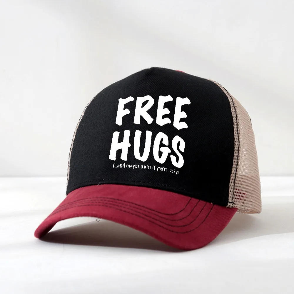 

funny Men Women Free Hugs Print Baseball Cap Adjustable Casual Outdoor Streetwear Sports Hat mesh breathable trucker hats
