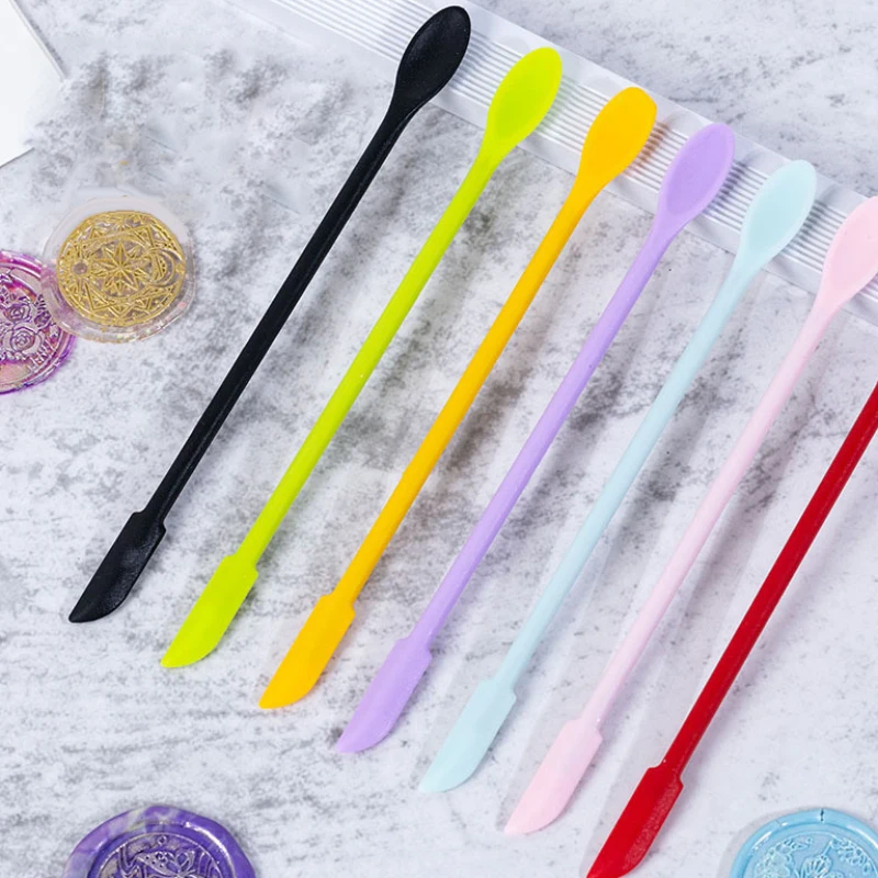 1pc Stamp Wax Double-End Silicone Scraper Stir And Scrape Wax During The Production Of Lacquer Seal Epoxy Resin Mixing Rod