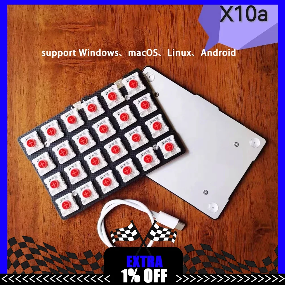 

X10a Split Keyboard Wired 48 Keys RGB Low Profile Switch Support QMK VIAL Split Keyboard Customized Ergonomic PC Gamer Accessory