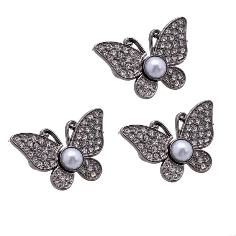 3 قطعة اللؤلؤ المألوف الراين فراشة الخصر تشديد كليب الخصر المشدود ل السراويل فضفاضة الجينز النساء فتاة استخدام 6XDA