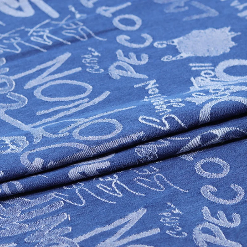 Jacquard Washed Denim Fabric Fashion for Clothing Pants Bag Designer Diy Sewing Material By The Meter Cloth Wholesale