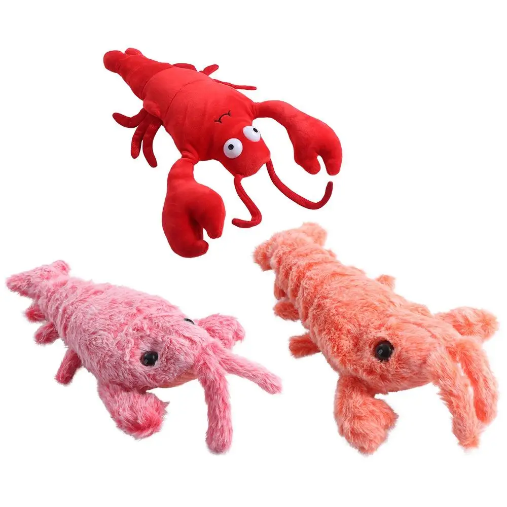 

USB Charging Lobster Cats Toy Dancing Moving Simulation Jumping Shrimp Plush Electric Pet Toys 3 Modes Automatic