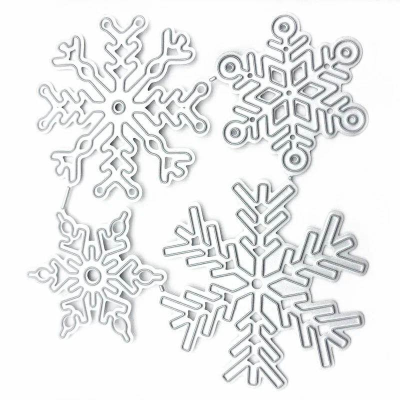 4Pcs/set Christmas Snowflake Metal Die Cutting for DIY Scrapbooking Photo Album Embossing Folder Stencil Cut