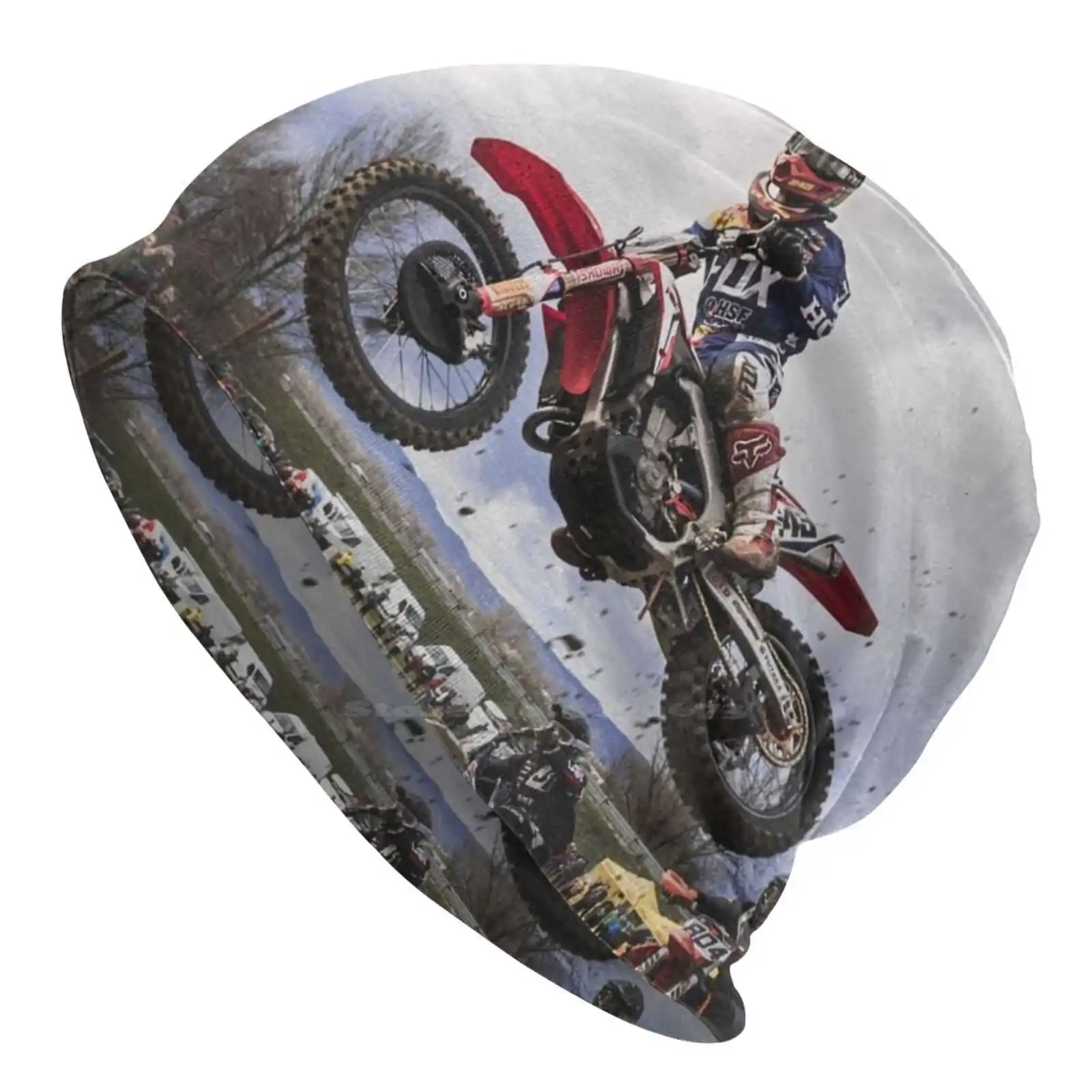 Motocross Racer Grabbing Big Air Knitted Hat Warm Beanie Outdoor Caps Supercross Motorcycles Dirt Bike Dirtbike Racer Racing