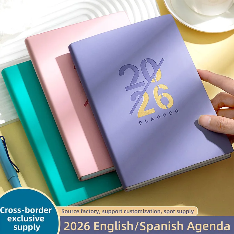 مخطط جديد 2026 A5 مع ختم رقائق الذهب، دفتر تقويم شهري أسبوعي يومي باللغة الإنجليزية لمنظم جدول مكتب المدرسة #2