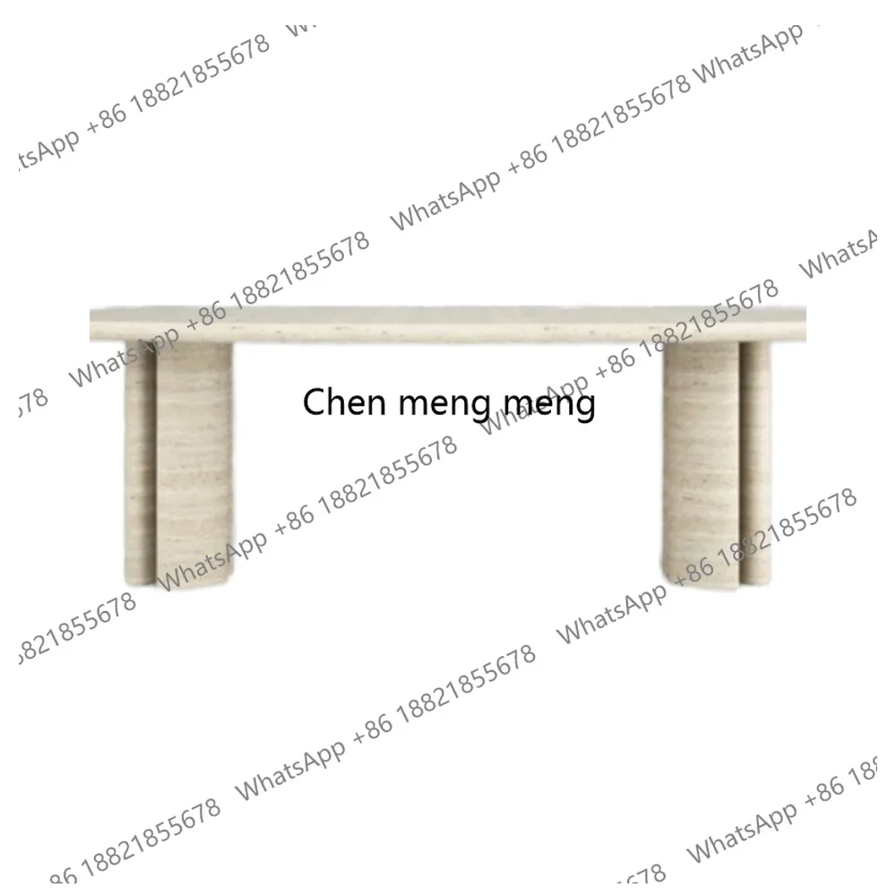 Z10Traditional High-End Custom 8-Seater Dining Room Furniture for Hotel & Workshop Use Natural Marble Travertine Oval Dining Tab