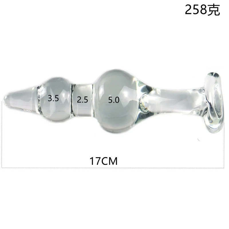 Grand plug anal en verre transparent avec traction de perle arrière de 5 cm de diamètre, 18+ jouet sexuel adulte, masseur de prostate pour la masturbation des hommes