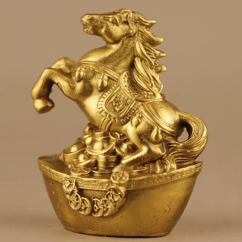 Brass Ornament, Bronze Zodiac Horse, Steed Leading the Way, Home Entryway Decorative Craft, Opening Gift