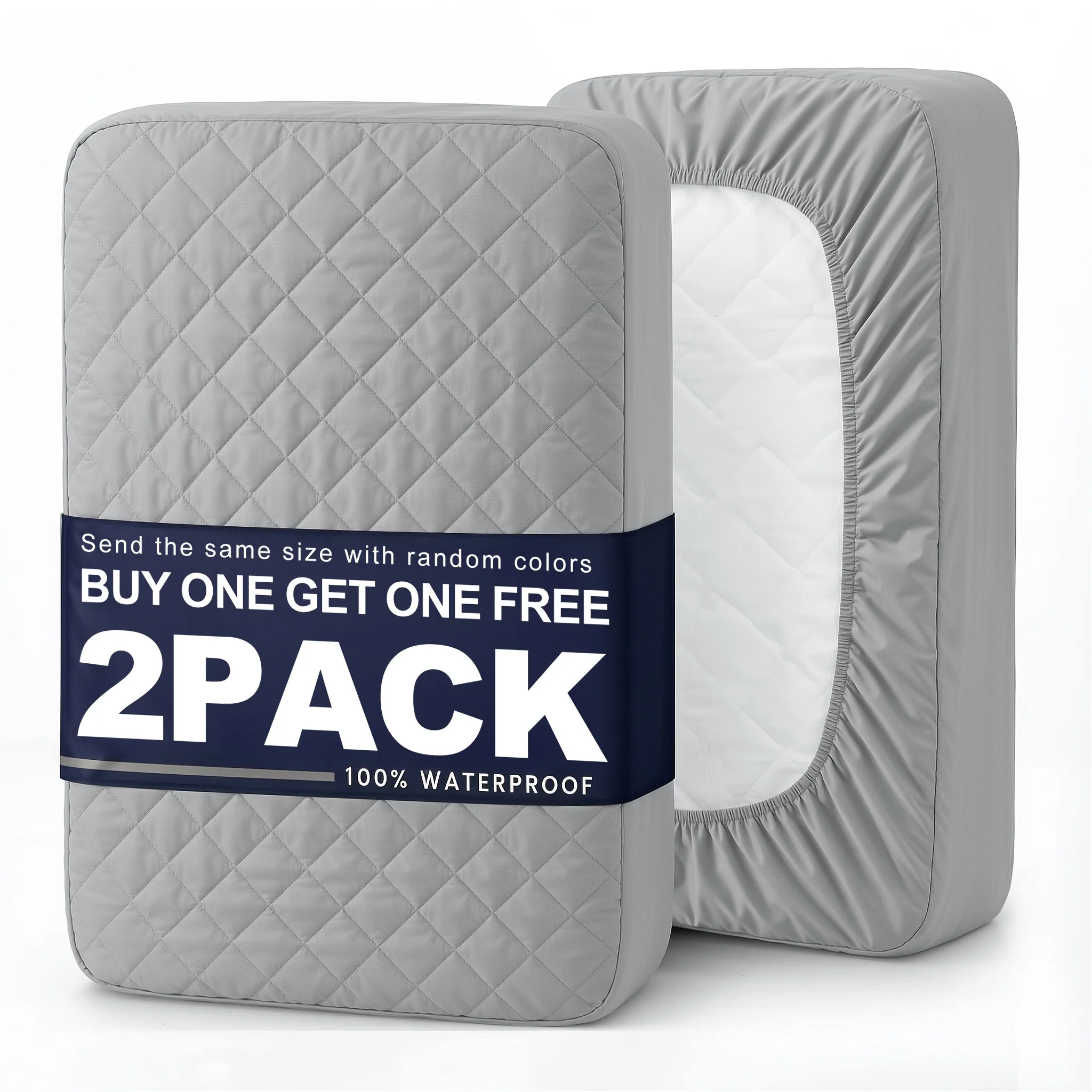 2Pcs,Buy One Selected Color Get One Random Free Quilted Waterproof Mattress Cover, Comfortable Stain & Wrinkle Resistant