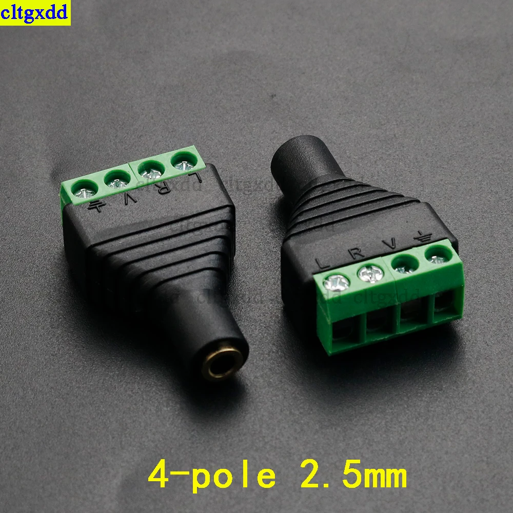 Cltgxdd 1piece 2.5/3.5mm/6.3mm RCA 3 4-pole stereo TRRS audio and video male plug 3/4-pin screw terminal connector adapter