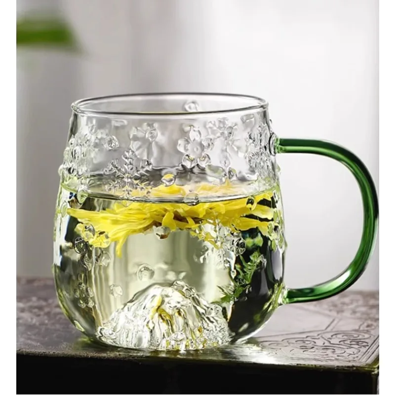 

High temperature resistant household flower teacup with handle explosion-proof