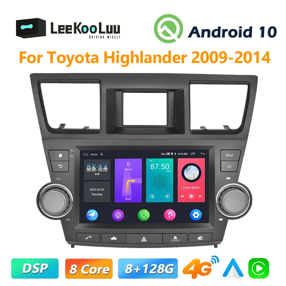 

LeeKooLuu Android Car Stereo Radio For Toyota Highlander 2009-2014 Multimedia Player 2 Din Autoradio GPS Carplay 4G WiFi DSP