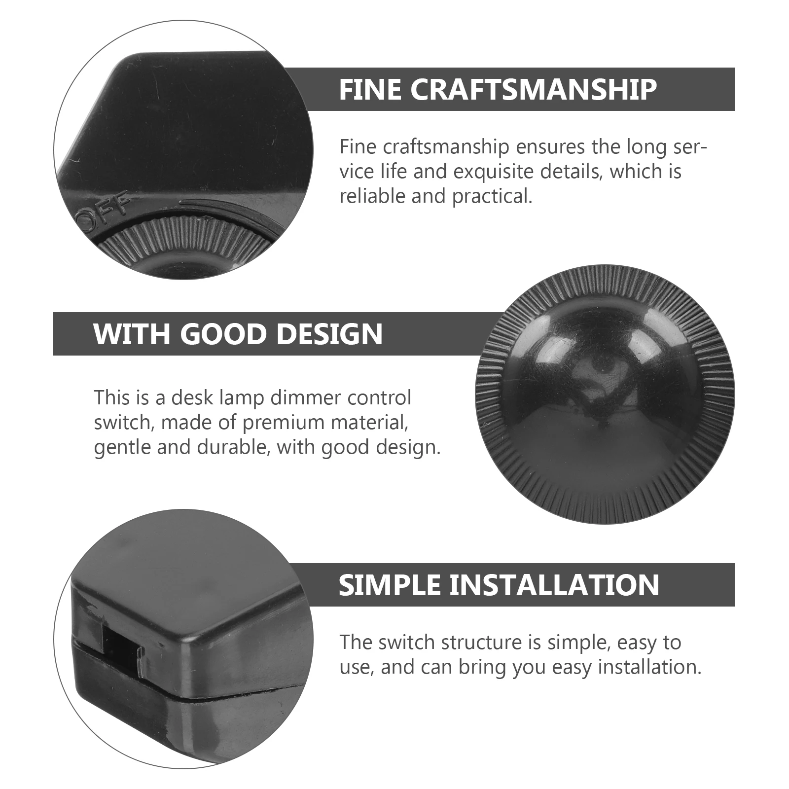 

4pcs Desk Lamp Switch Black DIY Replacement Knob Table Light Accessory Simple Easy Install Practical Reliable