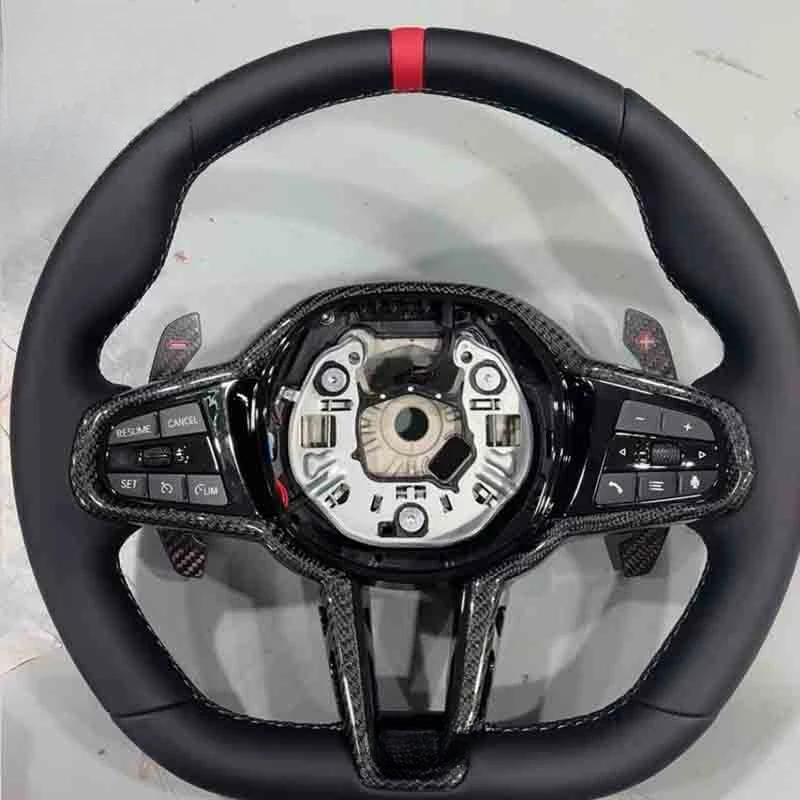 For BMW F Chassis G Chassis Modified CS Style Leather Carbon Fiber Steering Wheel With Horn Cover