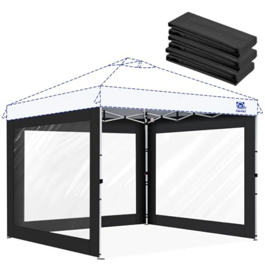 

3Pcs Clear Canopy Sidewalls for 10x10 Pop Up Tent, Transparent Window Curtain Cloth, 8 Mil PVC Enclosure Fabric with Zipper, No