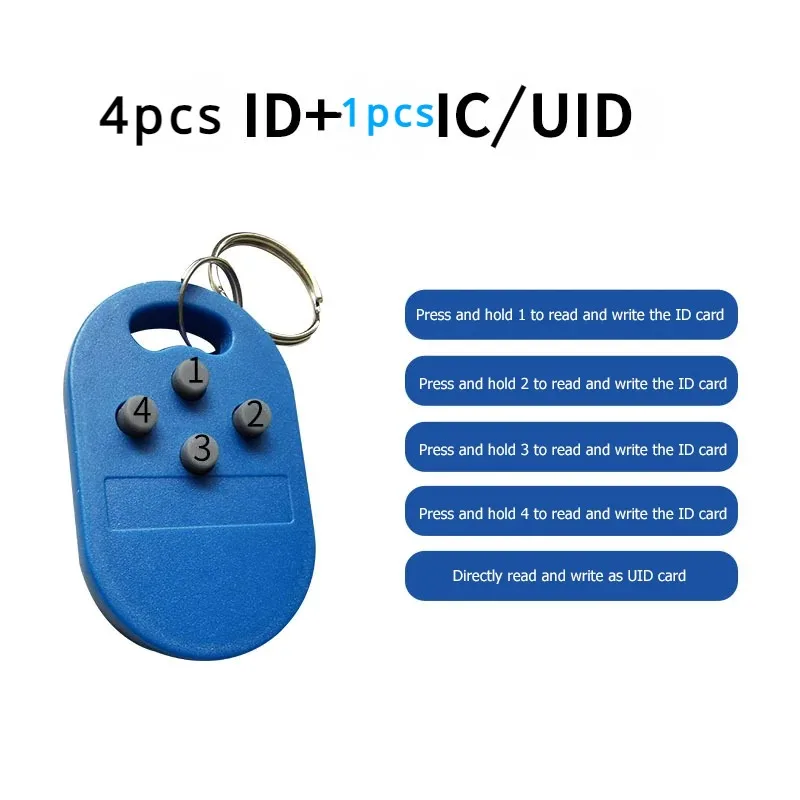 1pcs/ Lot RFID Multiple Keyfob 4 in 125khz T5577 EM Writable IC 13.56Mhz M1k S50 UID Changeable CUID Complex Keychain Tag