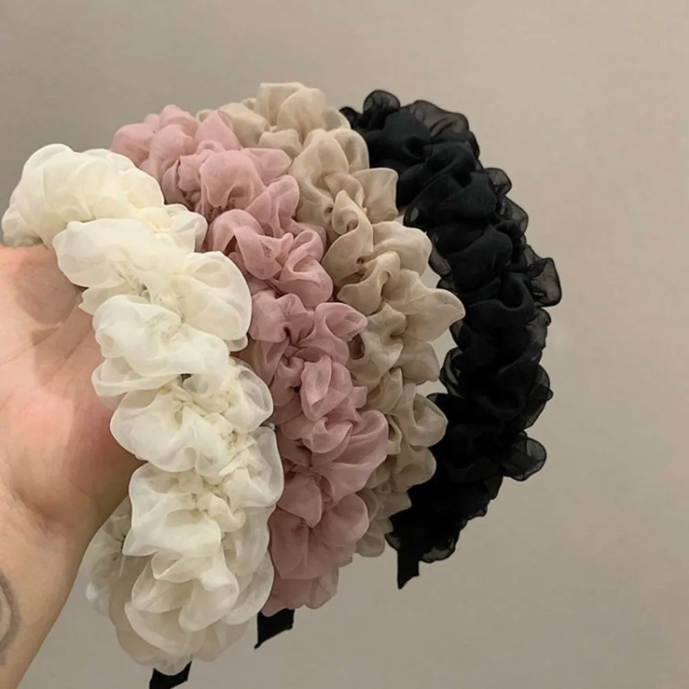 Portable Cloth Trendy Pleated Headbands Solid Color Simple Hair Band Hair Accessories