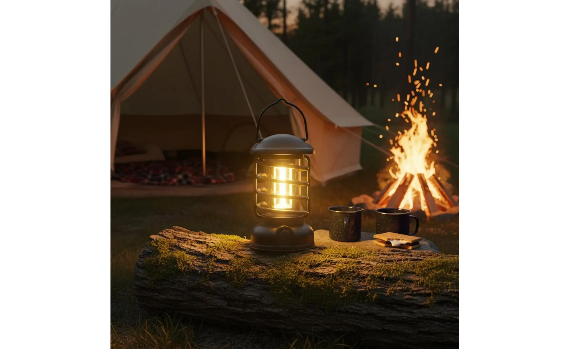 Retro Camping Lantern Two-Way Power Supply Vintage Design Luminous Component Lantern Battery-Operated Tent Lamp Outdoor Lighting