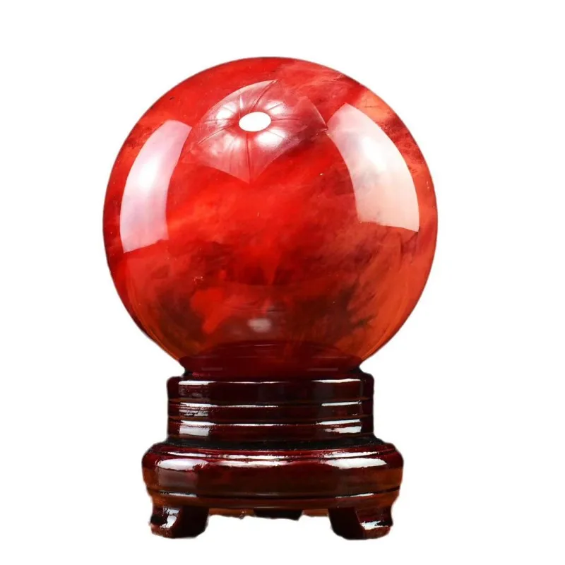 Red Fused Stone Quartz Ball Crystal Reiki Treatment