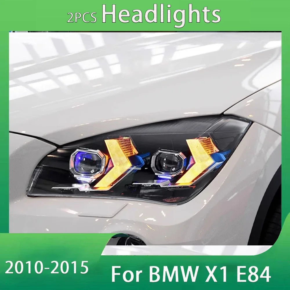 For BMW X1 E84 2010-2015 Led Auto Headlights Assembly Upgrade Projector Lens Angel Eye Design Car Front Lamps Accessories