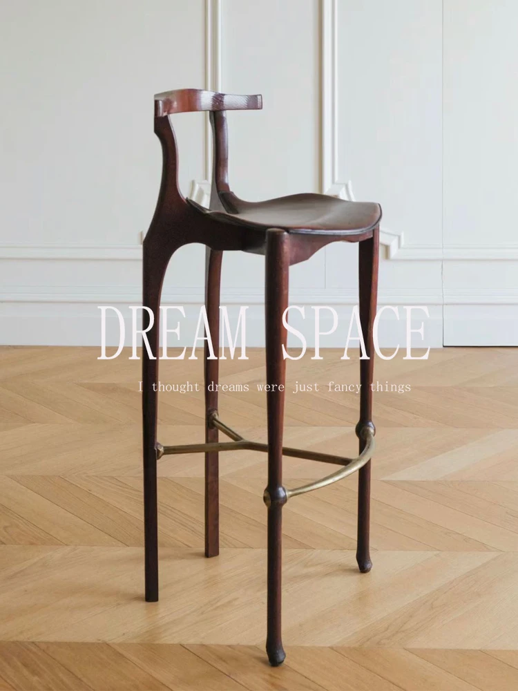 Medieval solid wood bar chair