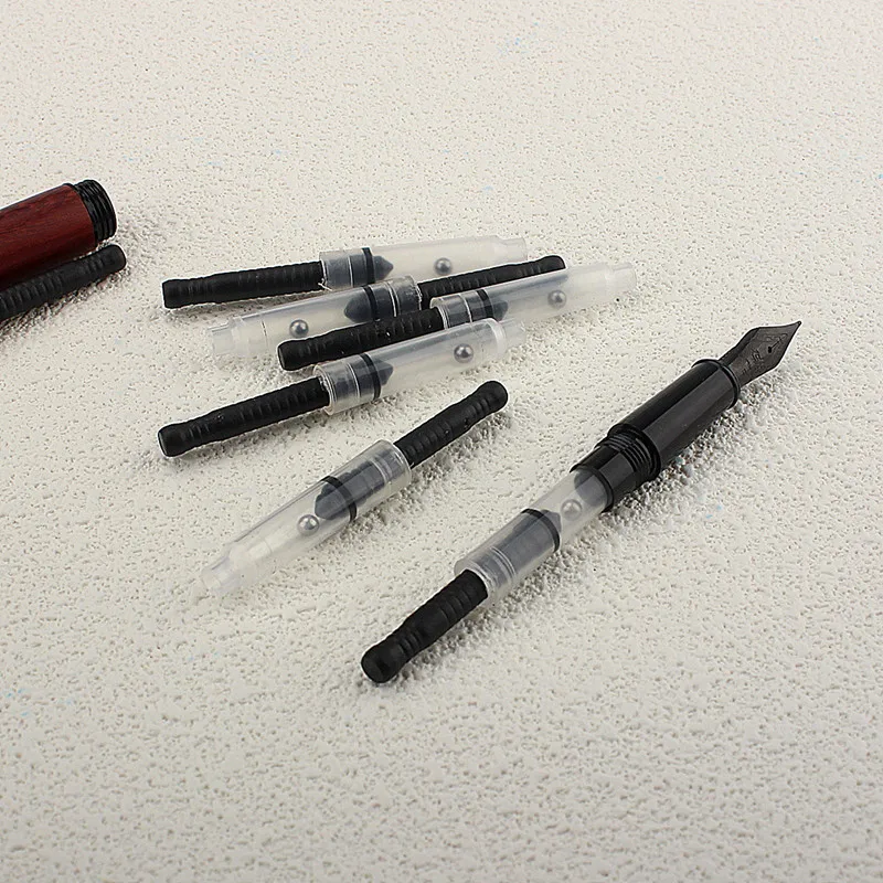 5PCS Push-pull Style Short Style FOUNTAIN PEN Refill INK CONVERTER PUMP CARTRIDGES Black