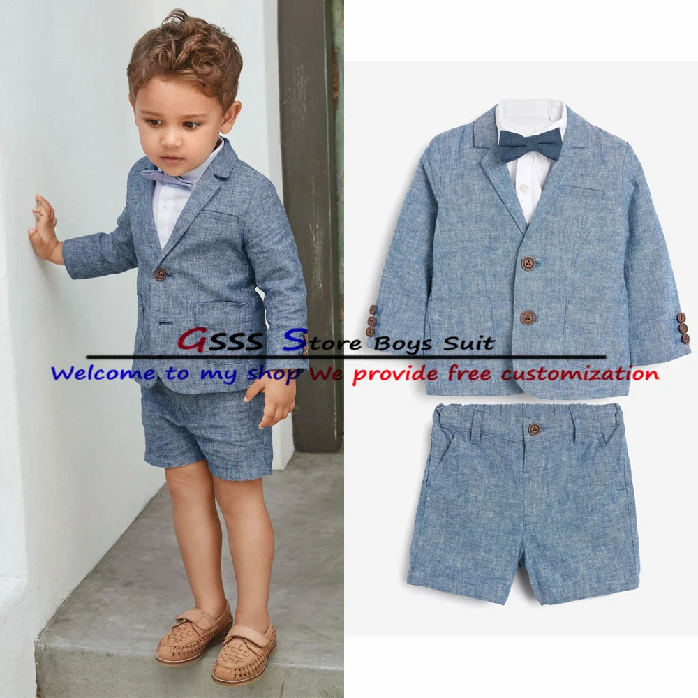 Summer Boy Suit 2 Piece Casual Blazer Pants Set Kids Shorts Jacket Wedding Party Tuxedo Child Prom Dress