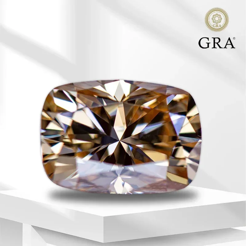 

Wholesale Moissanite Lab Grown Diamond Primary Color Champagne Cushion Cut Gemstone For Charms Women Jewelry Making With Certifi