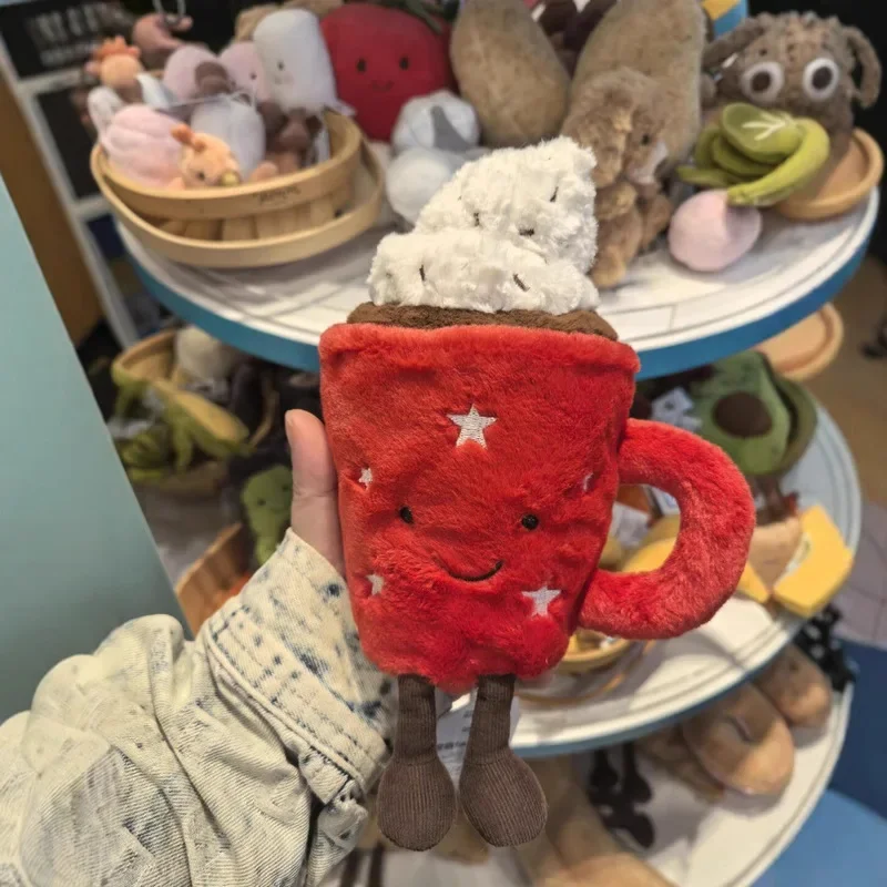 

20cm Hot Chocolate Red Coffee Cup Doll Home Decoration Cat And Dog Interactive Companion Plush Toy Pet Holiday Gifts