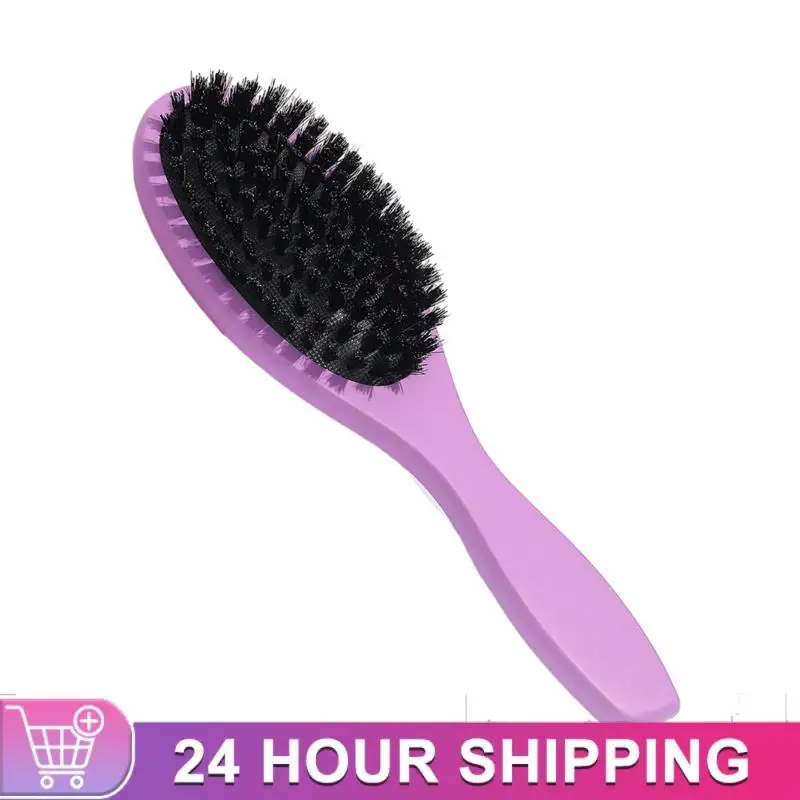 New Arrival Hair Brush Wood Handle Boar Bristle Beard Comb Styling Detangling Straighten Brown Lotus Boar Bristles Massage Comb