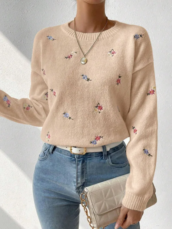 Yaminiya الخريف أزياء المرأة المطبوعة عارضة طويلة الأكمام محبوك سترة جولة الرقبة تنوعا التخسيس البلوز محبوك سترة #6