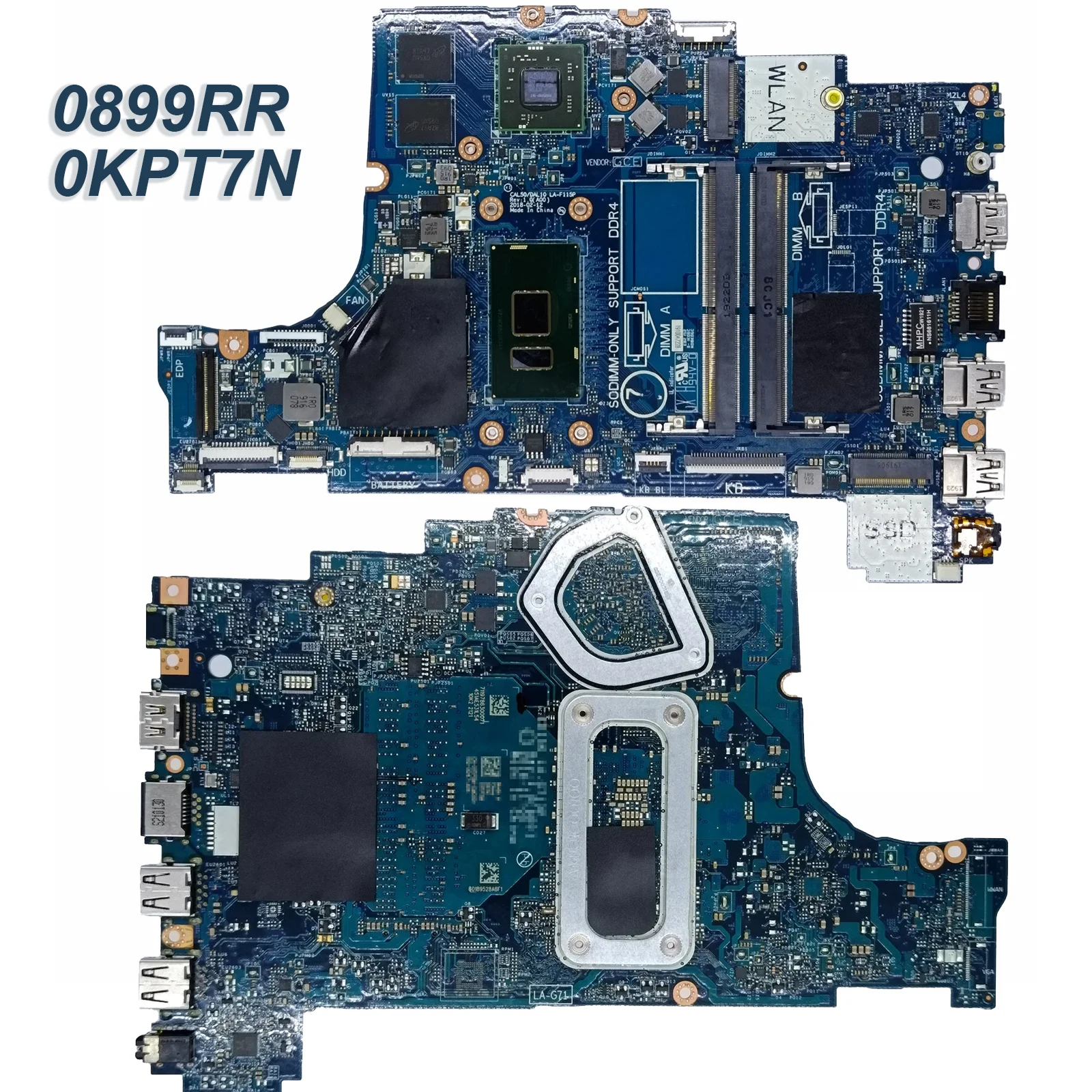 0899RR 0KPT7N para la placa base del ordenador portátil Inspiron 5570 LA-F115P i5-7200U Radeon 530 4GB / i7-7500U Radeon 530 4GB
