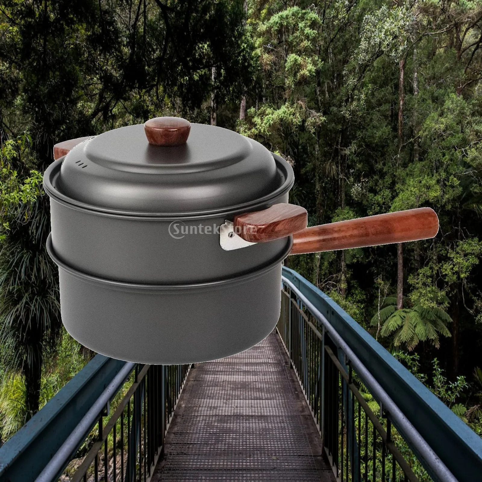 Camping Cooking Pot Outdoor Pot with Steamer Insert Portable Steamer Insert for Campers, Backpackers, Backpacking
