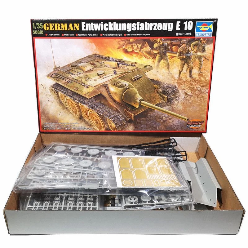 

Trumpeter 00385 1:35 Scale German E10 E-10 Tank Destroyer Vehicle Plastic Assembly Model Kit Military Building Making Toy