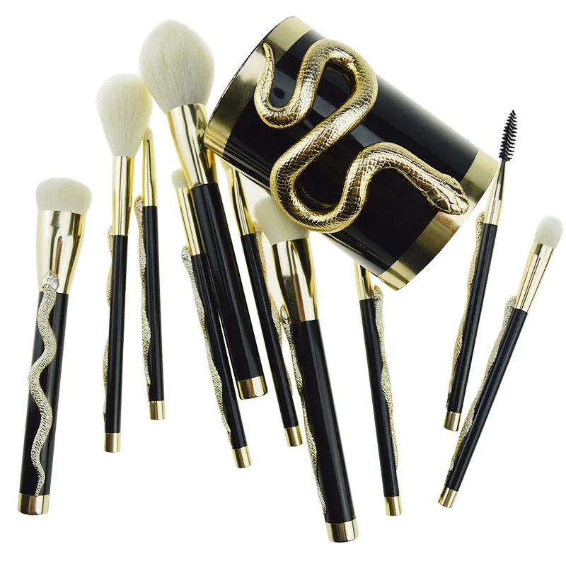 Snake Makeup Brushes Set Concealer Contour Eye Shadow Cosmetics Brushes Blushing powder Blending Brush kit 10pc for make up