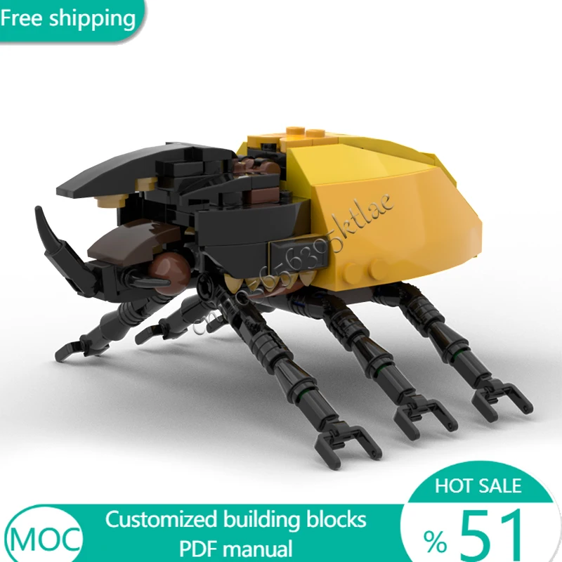 174 PCS Insect Hercules Beetle With Short Horns Modification Of 21342 MOC Customize Modular Building DIY Boys Toy Birthday Gift