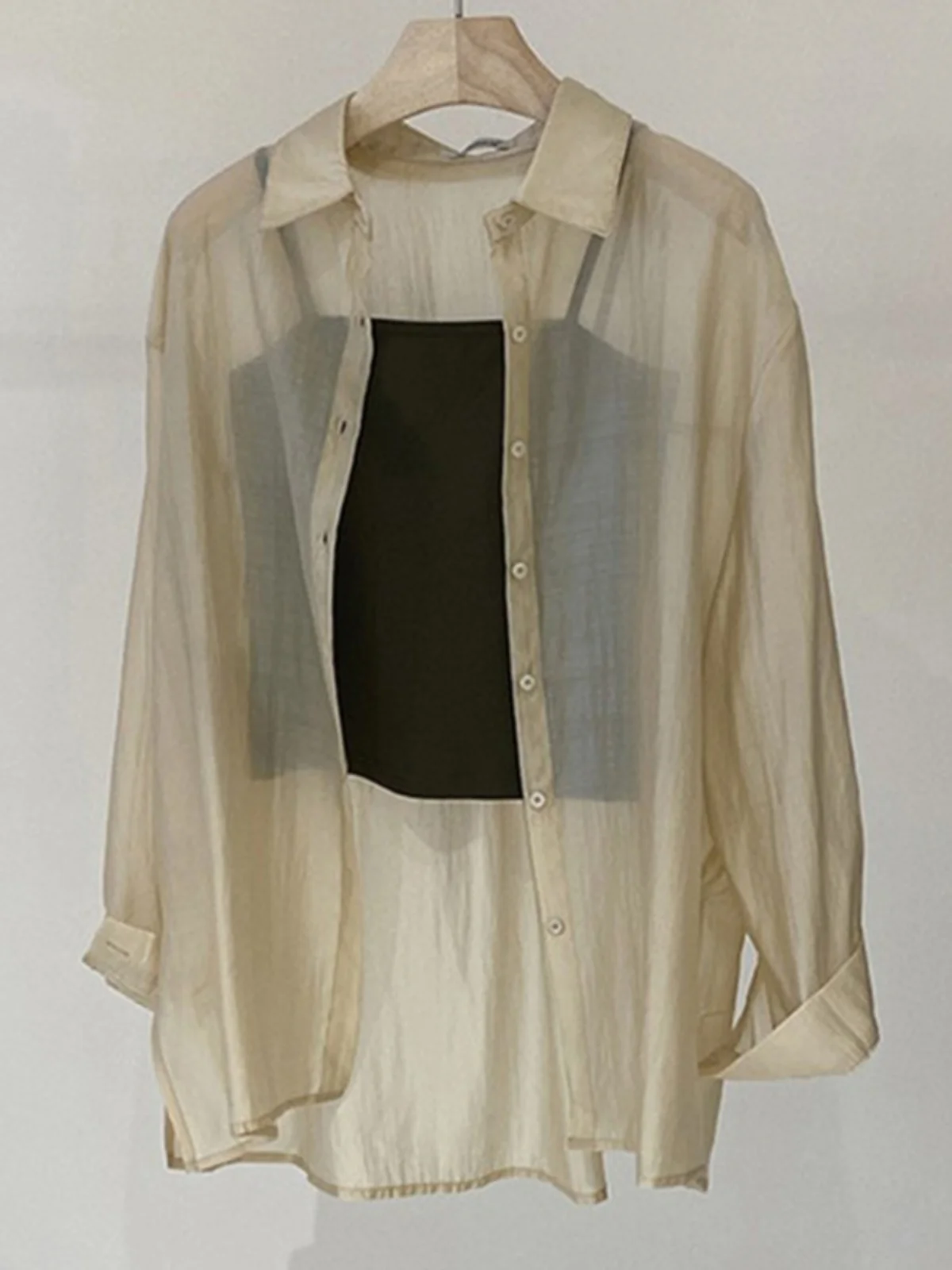 

Женская шелковая солнцезащитная рубашка Dongdaemun класса люкс, ультралегкая, дышащая, летняя, модная, в корейском стиле, с длинными рукавами